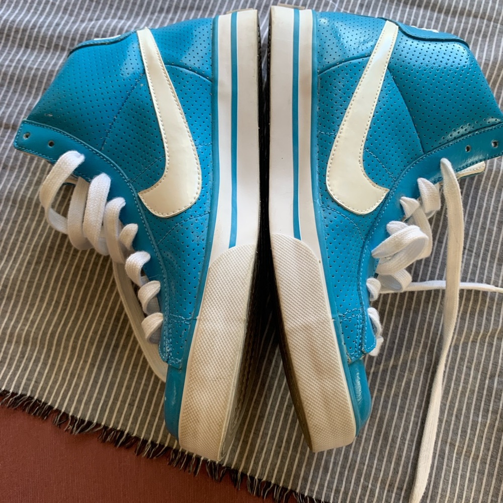 Nike Blue High-Top Sneakers with White Swoosh